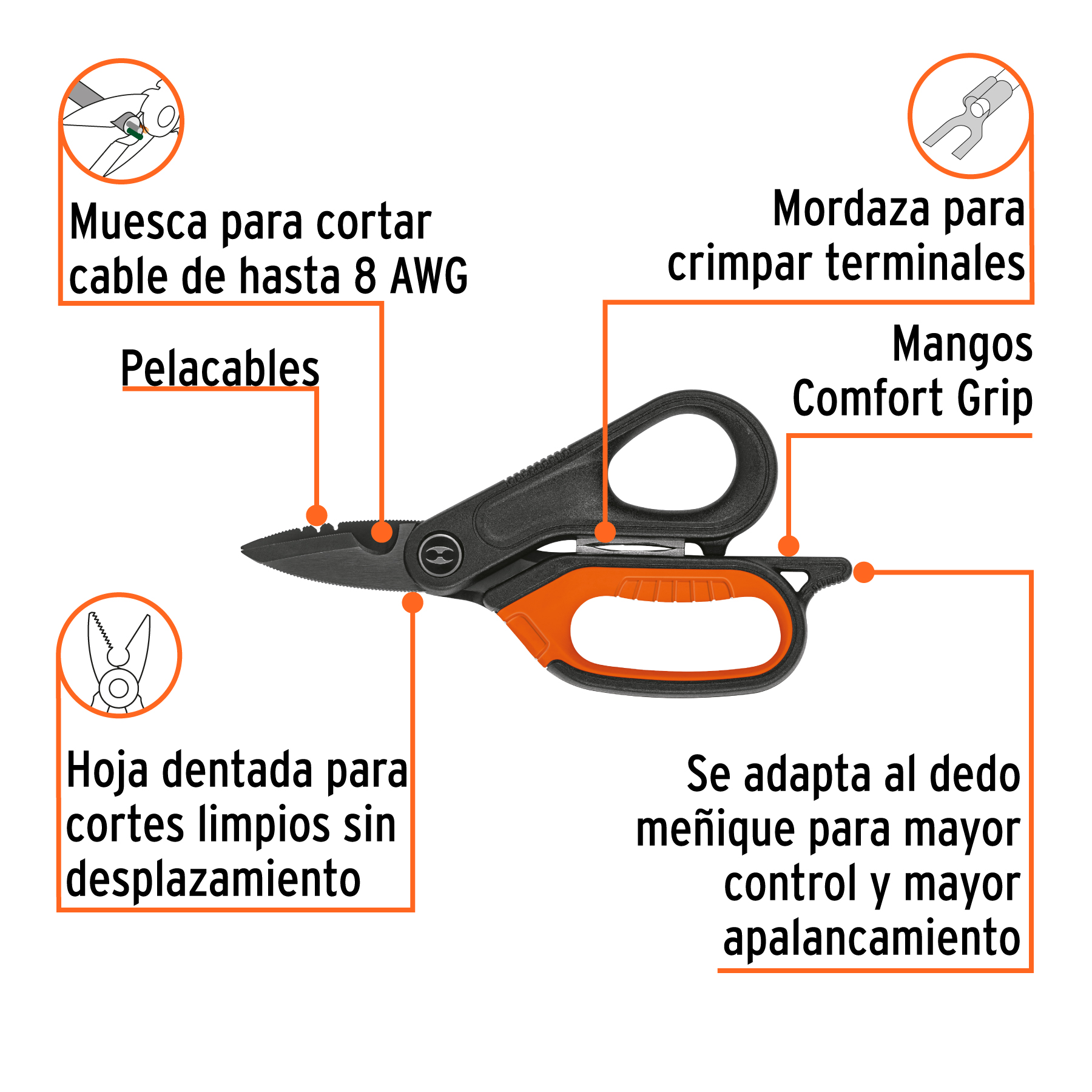 Tijera 6' electricista, óxido negro,acero inoxidable, EXPERT - Imagen 2