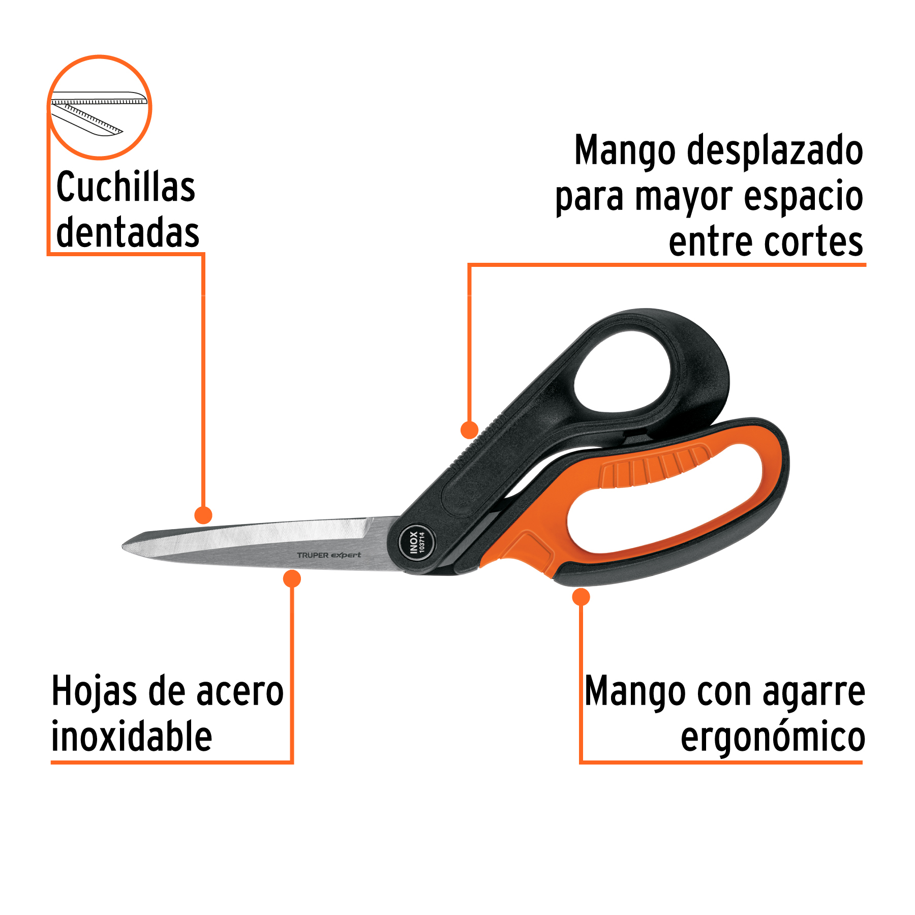 Tijera 10' multiusos, de acero inoxidable, EXPERT - Imagen 2