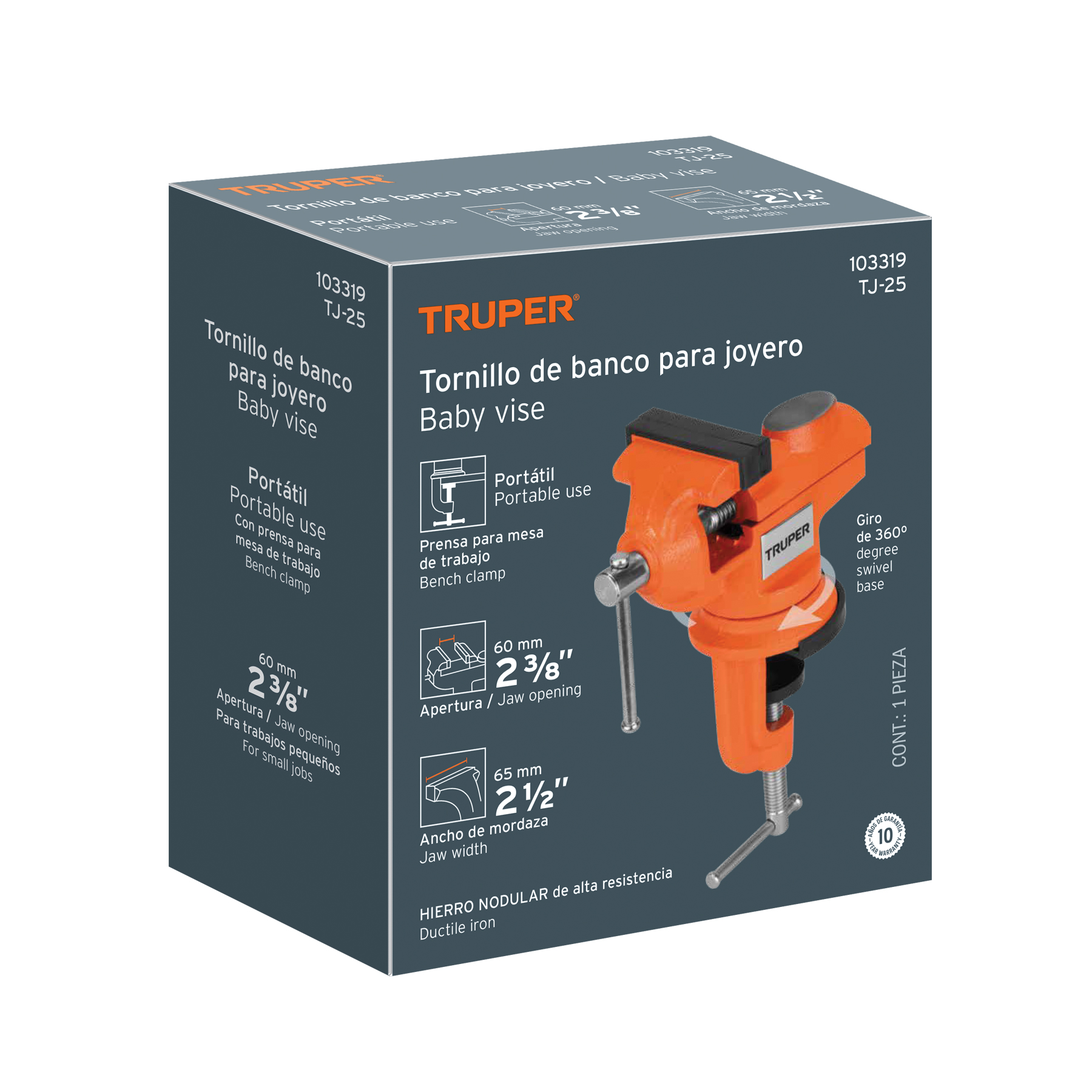 Tornillo de banco 2.5' para joyero, TRUPER - Imagen 4
