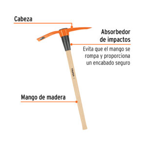 Talacho-pico 5 lb, mango de madera 36', TRUPER - Imagen 2