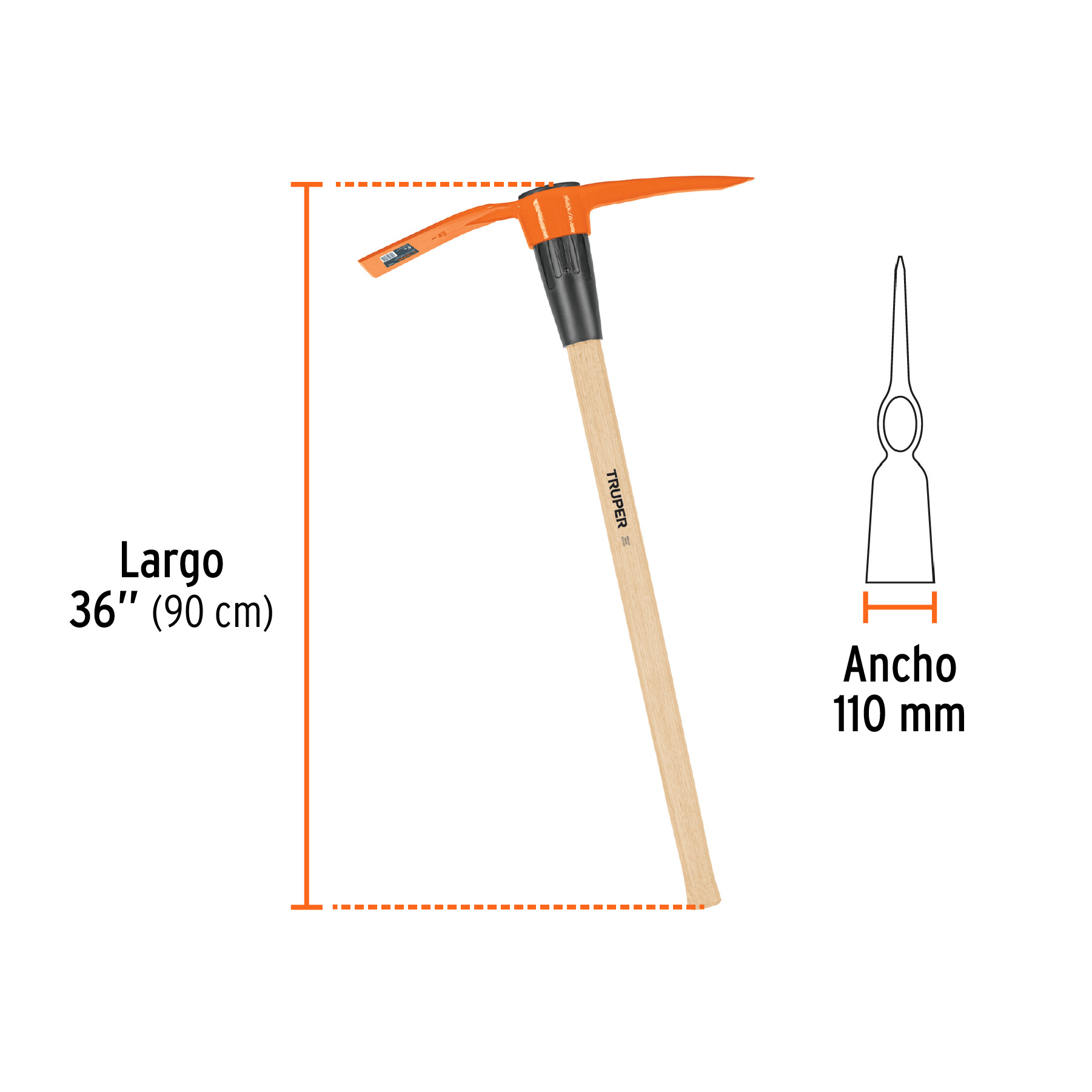 Talacho-pico 5 lb, mango de madera 36', TRUPER - Imagen 3