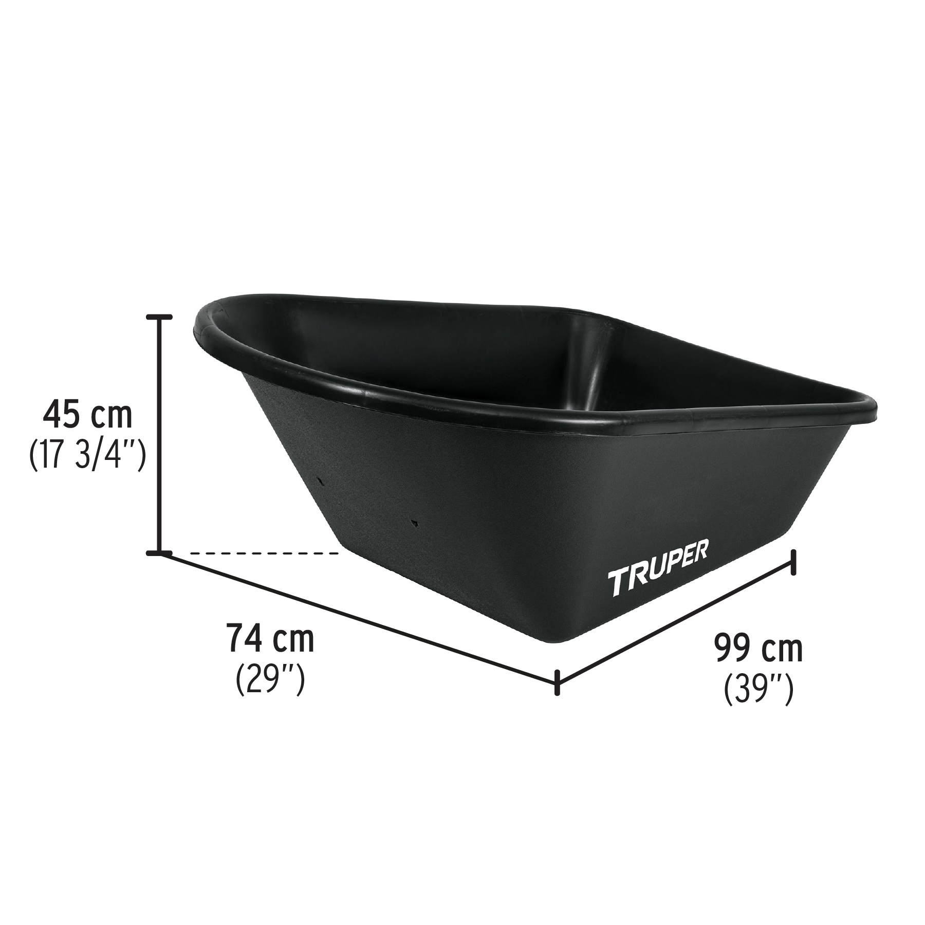 Carretilla 6 ft3 concha plástica,imponchable b/madera,TRUPER - Imagen 2