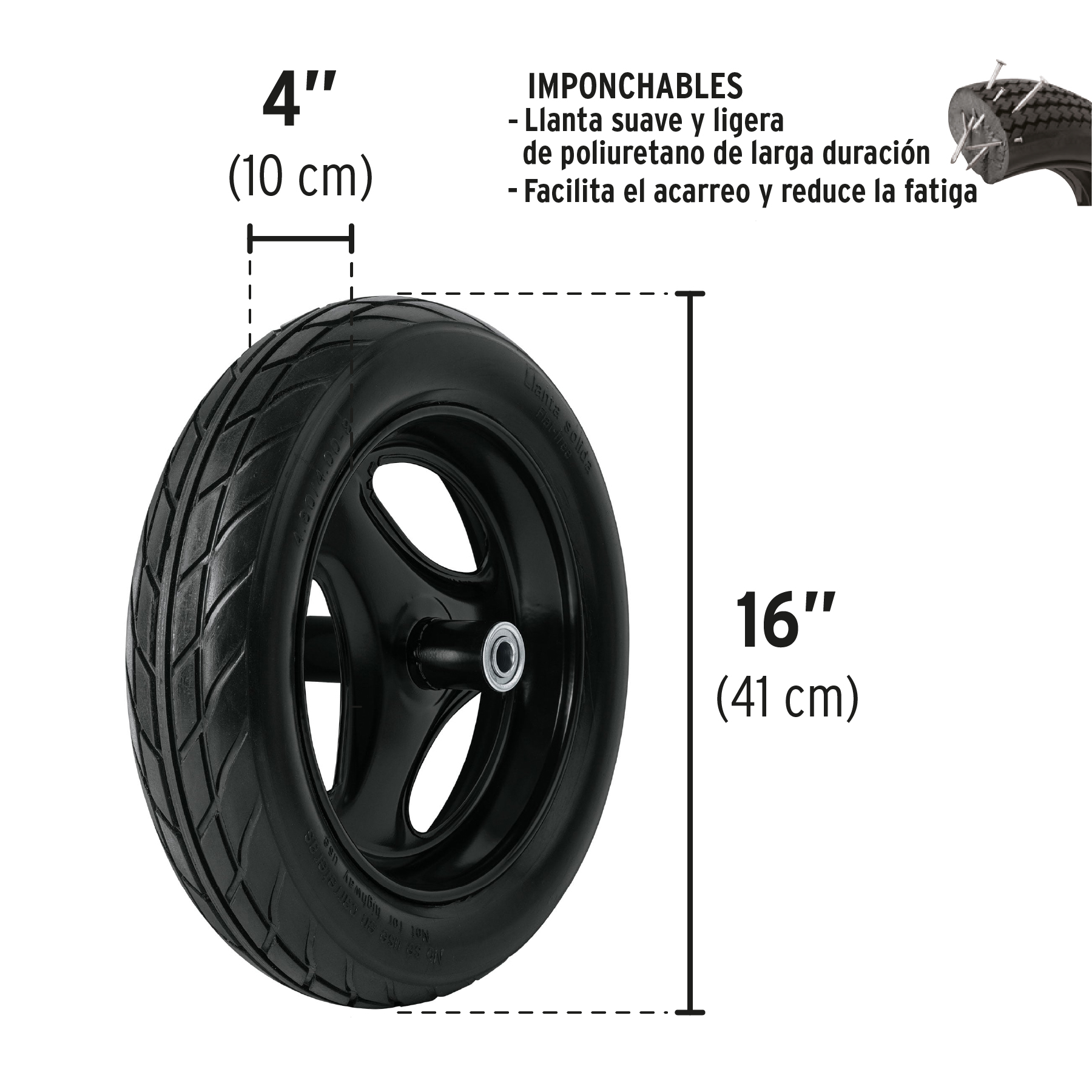 Carretilla 6 ft3 concha plástica,imponchable b/madera,TRUPER - Imagen 3