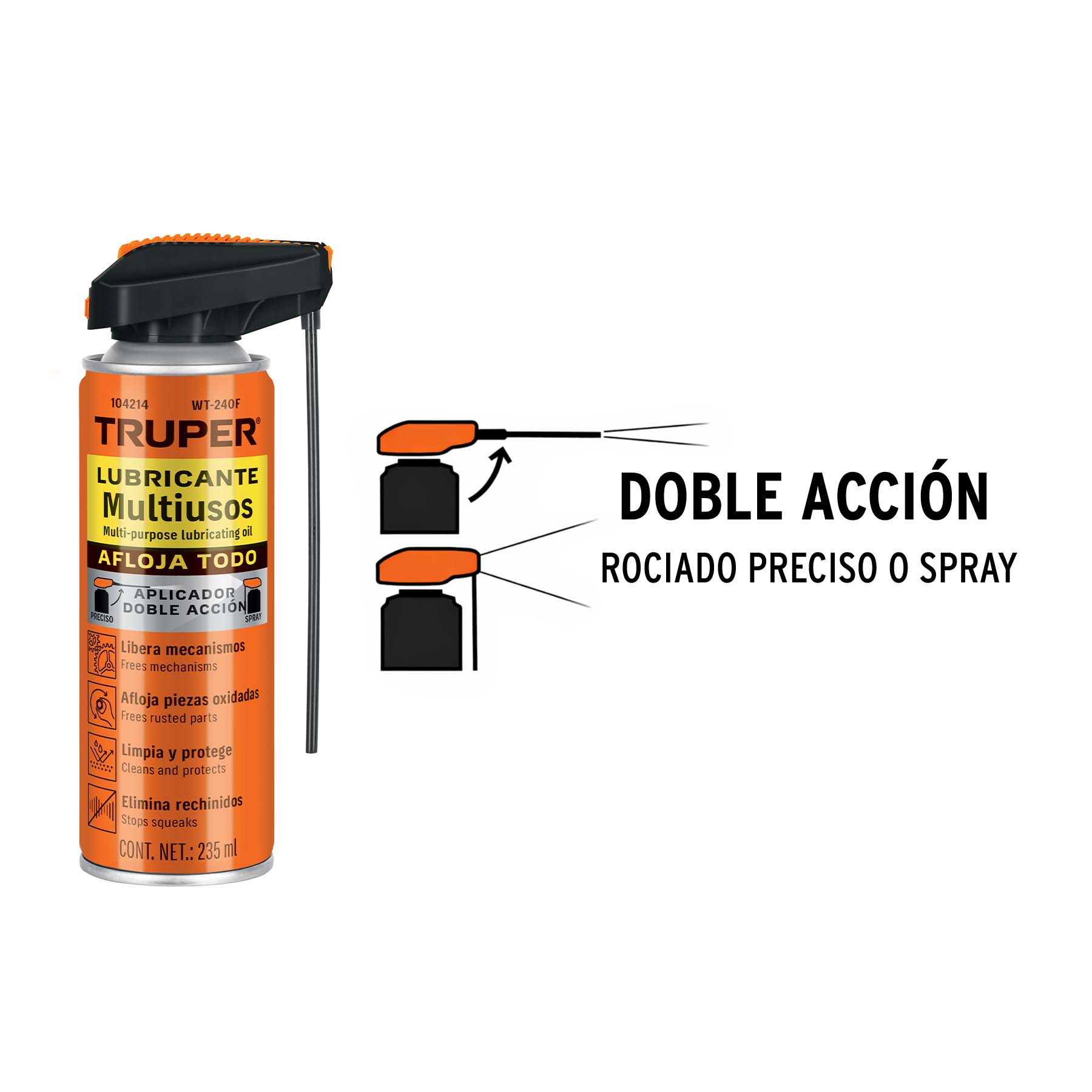 Lubricante multiusos aerosol aplicador doble acción, 235 ml - Imagen 2