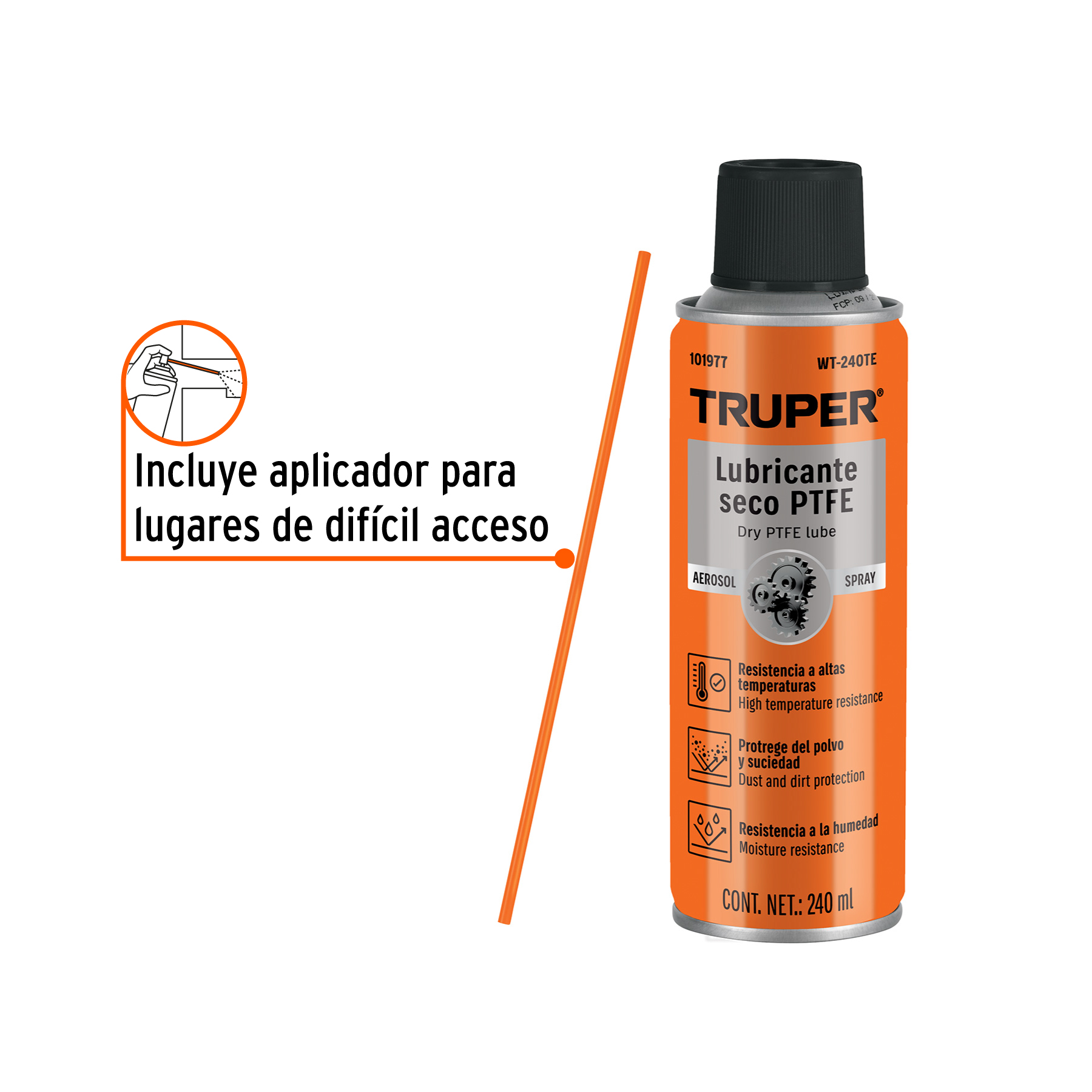 Lubricante seco PTFE en aerosol 240 ml, TRUPER - Imagen 2