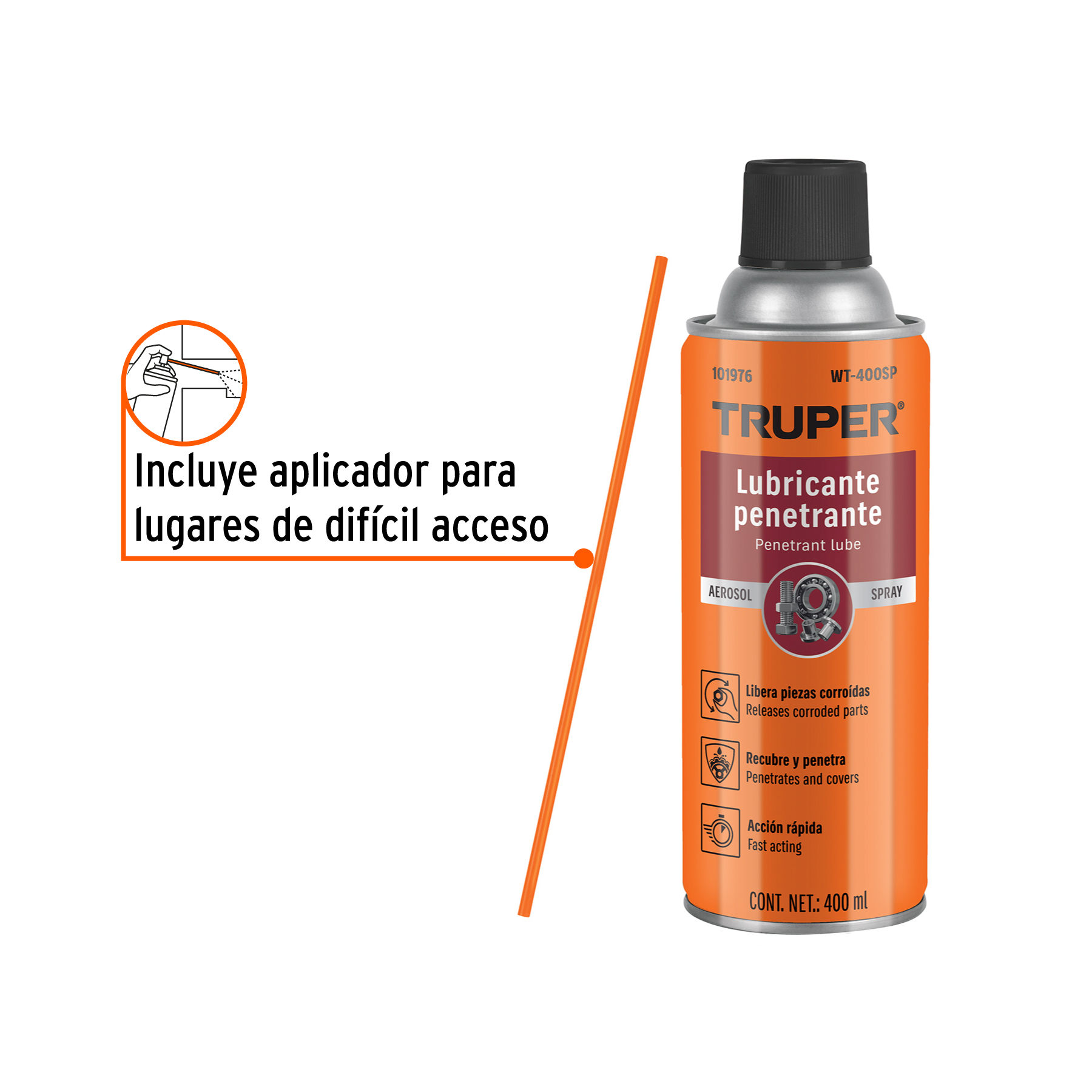 Lubricante penetrante en aerosol 400 ml, TRUPER - Imagen 2